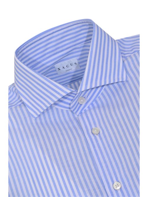 Camicia bacchettata in cotone Bianco/azzurro Xacus | 21213 521ML004